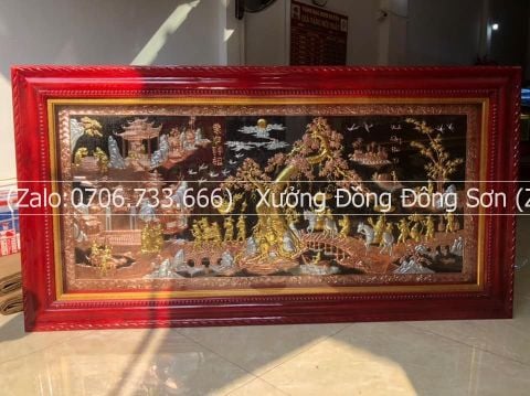 Tranh Đồng Vinh Quy Bái Tổ Kích Thước 197*107 Cm Khảm Tam Khí