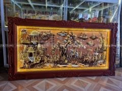 Tranh Đồng Vinh Quy Bái Tổ Kích Thước 230*120 Cm Nền Đỏ