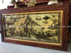 Tranh Đồng Vinh Quy Bái Tổ Kích Thước 230*120 Cm Nền Giả Cổ