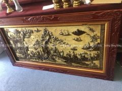 Tranh Đồng Vinh Quy Bái Tổ Kích Thước 170*90 Cm Nền Giả Cổ