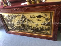 Tranh Đồng Vinh Quy Bái Tổ Kích Thước 230*120 Cm Nền Giả Cổ