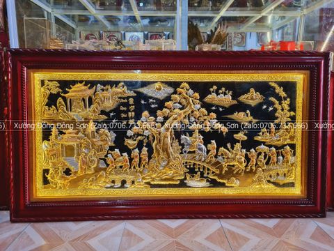 Tranh Đồng Vinh Quy Bái Tổ Kích Thước 230*120 Cm Nền Đen