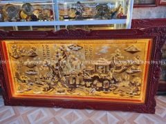 Tranh Đồng Quê Nền Vàng Cạo Xước Kích Thước 170*90 Cm