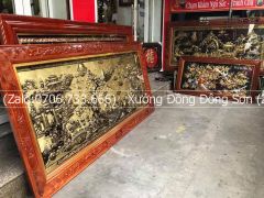 Tranh Đồng Vinh Quy Bái Tổ Kích Thước 230*120 Cm Nền Giả Cổ