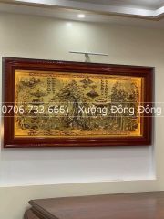 Tranh Đồng Quê Nền Giả Cổ Khung Đục Kích Thước 230*120 Cm