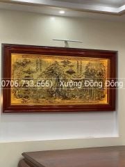 Tranh Đồng Quê Nền Giả Cổ Khung Đục Kích Thước 197*107 Cm