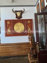 Tranh Trống Đồng Cá Chép Phúc Lộc Thọ Kích Thước 200*130 Cm Khung Chữ Nhật