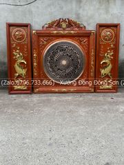 Tranh Trống Đồng Đôi Cá Chép Rời Kích Thước 117*117 Cm Khung Vuông