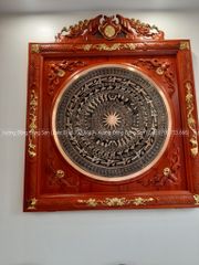 Tranh Trống Đồng Đôi Cá Chép Rời Kích Thước 117*117 Cm Khung Vuông