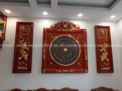 Tranh Trống Đồng Đôi Cá Chép Rời Kích Thước 117*117 Cm Khung Vuông