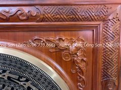 Tranh Trống Đồng Ngũ Phúc Mặt Đúc Khung Gỗ Hương Đỏ Kích Thước 80*80 Cm Khung Vuông