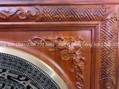 Tranh Trống Đồng Ngũ Phúc Mặt Đúc Khung Gỗ Hương Đỏ Kích Thước 117*117 Cm Khung Vuông