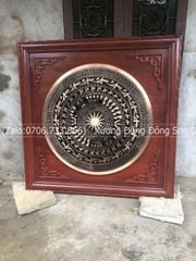 Tranh Trống Đồng Khung Hương Mặt Trống Đúc Kích Thước 100*100 Cm Khung Vuông