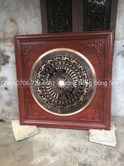 Tranh Trống Đồng Khung Hương Mặt Trống Đúc Kích Thước 120*120 Cm Khung Vuông