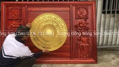 Tranh Trống Đồng Đôi Lục Bình Hoa Sen 2 Bên Kích Thước 200*140 Cm Khung Chữ Nhật