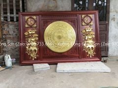 Tranh Trống Đồng Đôi Lục Bình Hoa Sen 2 Bên Kích Thước 200*140 Cm Khung Chữ Nhật