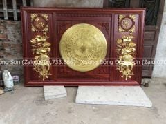Tranh Trống Đồng Đôi Lục Bình Hoa Sen 2 Bên Kích Thước 200*140 Cm Khung Chữ Nhật
