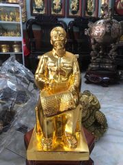 Tượng Đồng Bác Hồ Ngồi Ghế Mây Cao 61 Cm Mạ Vàng 9999