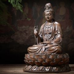 Tượng Đồng Phật Quan Thế Âm Bồ Tát Cao 46 Cm Màu Giả Cổ