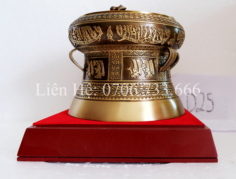 Trống Đồng Đông Sơn Đường Kính 25Cm Chất Liệu Đồng Vàng