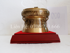Trống Đồng Đông Sơn Đường Kính 20Cm Cao 16Cm Chất Liệu Đồng Vàng