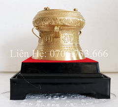 Trống Đồng Đông Sơn Đường Kính 12Cm Cao 9Cm Chất Liệu Đồng Vàng màu vàng mộc