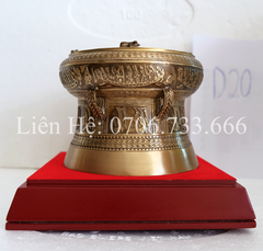 Trống Đồng Đông Sơn Đường Kính 20Cm Cao 16Cm Chất Liệu Đồng Vàng
