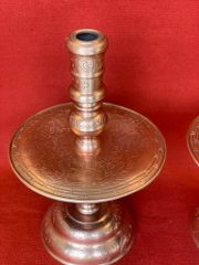 Bộ Tam Sự Nến Bằng Đồng Đỏ Song Long Chấu Nguyệt Cao 50 Cm