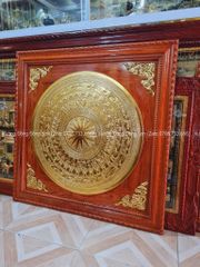 Tranh Trống Đồng Mặt Trống Thúc Tay Khung Gỗ Hương Kích Thước 90*90 Cm Khung Vuông