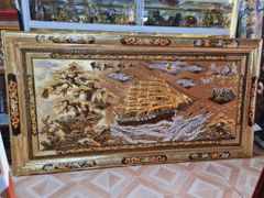Tranh Thuận Buồm Xuôi Gió Kích Thước 230 x120  Đồng Vàng Dát Vàng - Khung Đồng