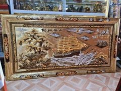 Tranh Thuận Buồm Xuôi Gió Kích Thước 230 x120  Đồng Vàng Dát Vàng - Khung Đồng