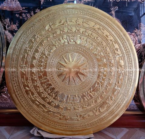 Mặt Trống Đồng Thúc Tay DK 80 Cm Dát Vàng