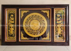 Tranh Trống Đồng Đôi Bình Sen Kích Thước 176*107 Cm Khung Chữ Nhật