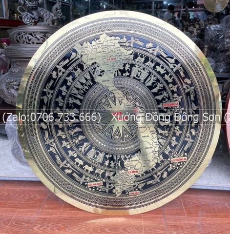 Mặt Trống Đồng CNC - Đồng Vàng Đường Kính 80 Cm Có Bản Đồ