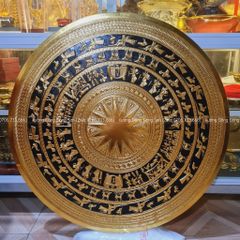 Mặt Trống Đồng Thúc Tay DK 80 Cm Dát Vàng Vẽ Nền Đen