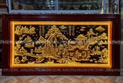 Tranh Đồng Quê Nền Đen Dát Vàng Kích Thước 230*120 Cm