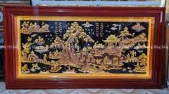 Tranh Đồng Quê Đồng Đỏ Nền Đen Kích Thước 170*90 Cm