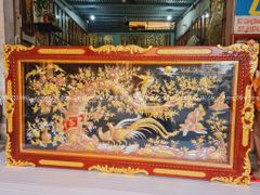 Tranh Đồng Vinh Hoa Phú Quý Kích Thước 170*90 Cm Khung Hoa Tây Dát Vàng