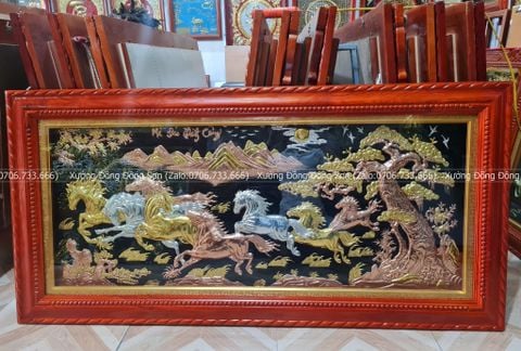 Tranh Đồng Mã Đáo Thành Công 230*120 Cm Khung Sồi Trơn