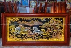 Tranh Đồng Mã Đáo Thành Công 230*120 Cm Khung Sồi Trơn