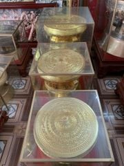 Trống Đồng Đông Sơn Dát Vàng 24K Đồng Đỏ - Đường Kính 50cm
