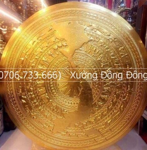 Mặt Trống Đồng Thúc Tay DK 80 Cm Có Bản Đồ Dát Vàng