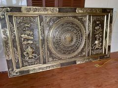 Tranh Trống Đồng Khung Đồng Dát Vàng Kích Thước 230x120 Cm Khung Chữ Nhật