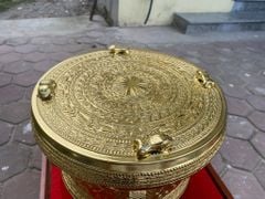 Trống Đồng Đông Sơn Dát Vàng 24H Đồng Đỏ, Đường Kính 30cm