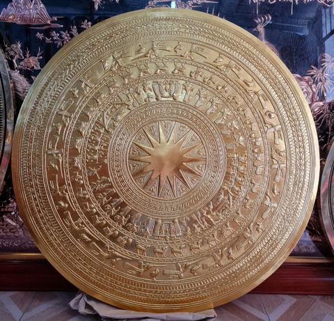 Mặt Trống Đồng Thúc Tay - Đồng Vàng Đường Kính 80cm