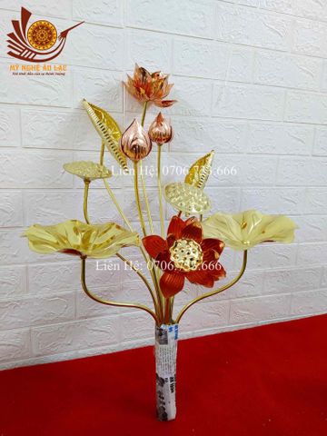 Phụ Kiện Đồng Vàng -Bó Sen 10 cành màu vàng