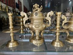 Bộ Tam Sự Nến Bằng Đồng Vàng Hoa Sòi Cao 50 Cm