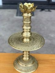 Bộ Tam Sự Nến Bằng Đồng Vàng Song Long Chầu Nguyệt Cao 60 Cm