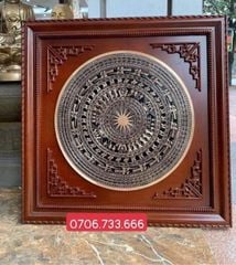 Tranh Trống Đồng Khung Hương Mặt Trống Đúc Kích Thước 100*100 Cm Khung Vuông