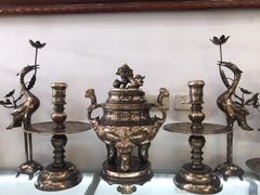Bộ Ngũ Sự Bằng Đồng Đỏ Phớt Nỉ Hoa Sòi Cao 60 Cm